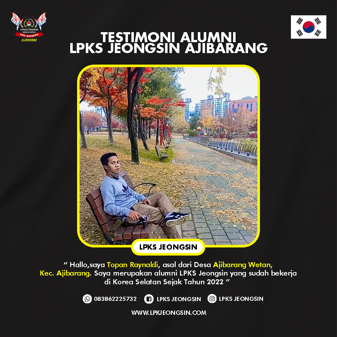 Testimoni Alumni LPKS Jeongsin yang sudah bekerja di Korea Selatan  Selain bekerja di sana ,kalian juga bisa menikmati keindahan dan hiburan yang ada di Korea Selatan  Bagi Kalian yang tertarik untuk bisa bekerja di Korea Selatan seperti mereka kalian bisa langsung bergabung bersama LPKS Jeongsin   Info Lengkapnya Kalian bisa hubungi :   - 0838-6222-5732